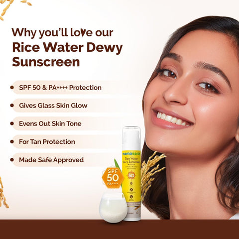Mamaearth Rice Water Dewy Sunscreen - SPF 50, PA++++, Rice Water & Niacinamide - 50g - Image 2