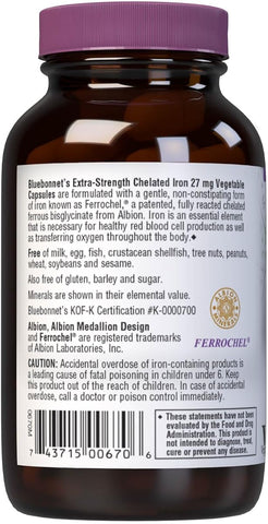 BlueBonnet Nutrition Extra Strength Chelated Iron 27mg, 90 Veggie Caps - Image 8