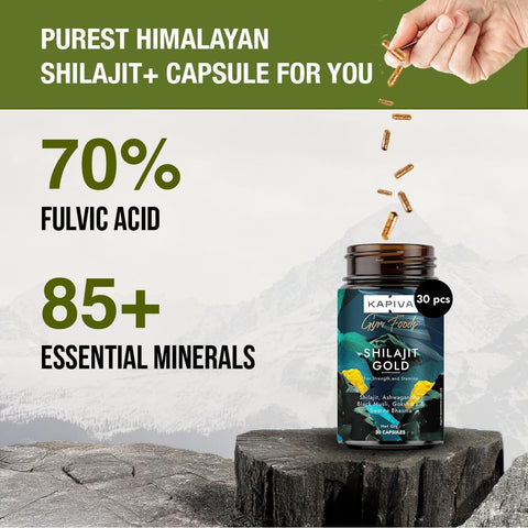 Kapiva Shilajit Gold Capsules with 24 Carat Gold - 30 Count - Image 6