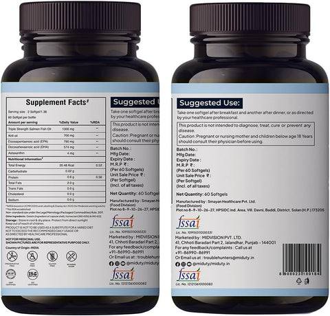 Miduty Antarctic Fish Krill Oil Softgels - Triple Strength Omega-3 with Astaxanthin - 60 Capsules - Image 7