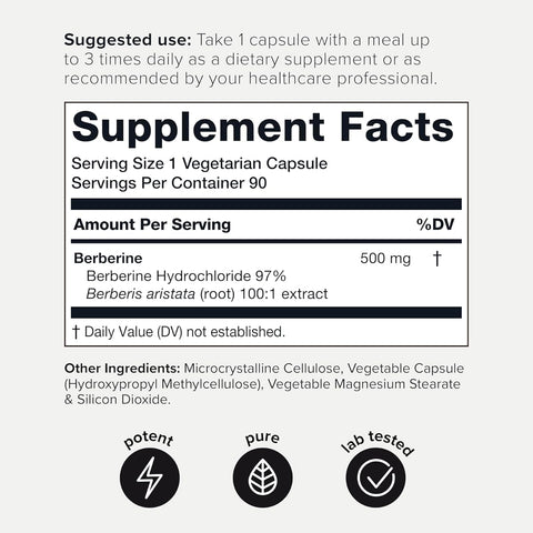 Toniiq Berberine HCl Capsules - Ultra High Strength, 500mg, 90 Veggie Capsules - Image 8