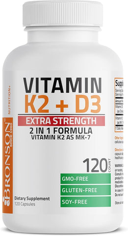 Bronson Vitamin K2 (Mk7) With D3 5000Iu 120 Capsules