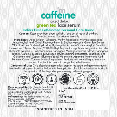 mCaffeine Green Tea Face Serum with Vitamin C and Hyaluronic Acid - 40ml - Image 8