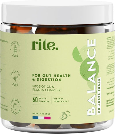 Rite Balance Probiotics Vegan Gummies - Sugar-Free, Apple Flavour, 60 Count