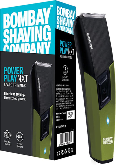 Bombay Shaving Company Power Play NXT Beard Trimmer - Self-Sharpening Blades, USB-C, 6 Comb Attachments, 1 Unit