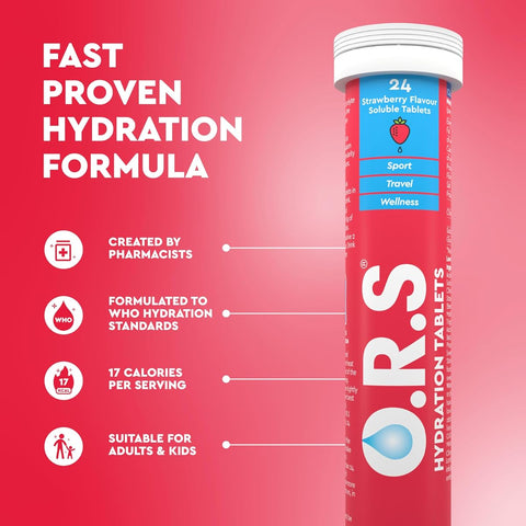 ORS Hydration Electrolyte Tablets, Strawberry Flavour - 72 Pack - Image 3