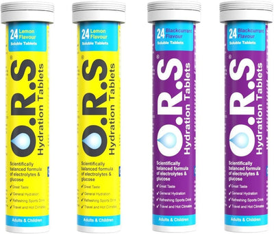 ORS Hydration Tablets - Electrolytes, Lemon & Blackcurrant, 96 Tablets