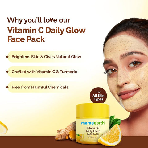Mamaearth Vitamin C Face Mask - Skin Illumination with Turmeric & Kaolin Clay, 100g - Image 2