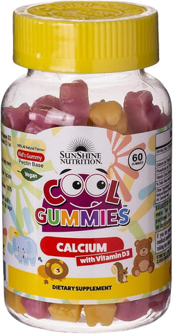 Sunshine Nutrition Cool Gummies - Calcium with D3, Vegan, 60 Gummies
