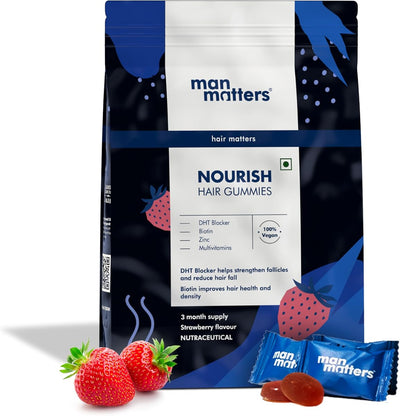 Man Matters Biotin Hair Gummies with DHT Blockers - 100% Vegan - 90 Gummies