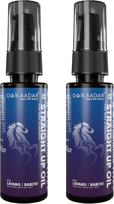 Aadar Straight Up Oil - Ayurvedic Herbal Blend with Lavang & Babchi - 30 ml Pack of 2