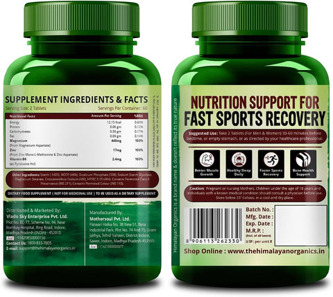 Himalayan Organics ZMA Tablets - Zinc, Magnesium & Vitamin B6 - 120 Count - Image 8