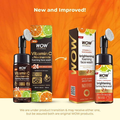 Wow Skin Science Vitamin C Foaming Face Wash with Brush - 150ml - Image 2
