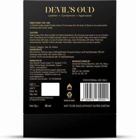 Beardo Devil's Oud Eau de Parfum - Leathery, Oud Scent, Black Pepper & Musk - 80ml - Image 8
