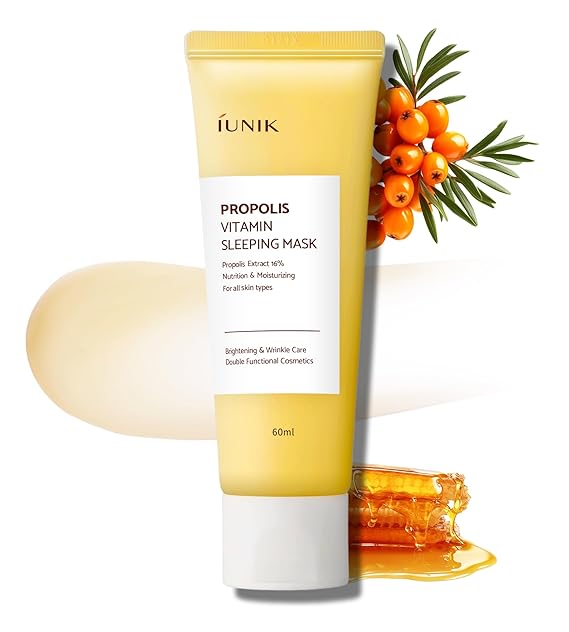 IUNIK Propolis Vitamin Glow Sleeping Mask Night Moisturizer Cream Extracts Even Tone Maturing Skin VEGAN