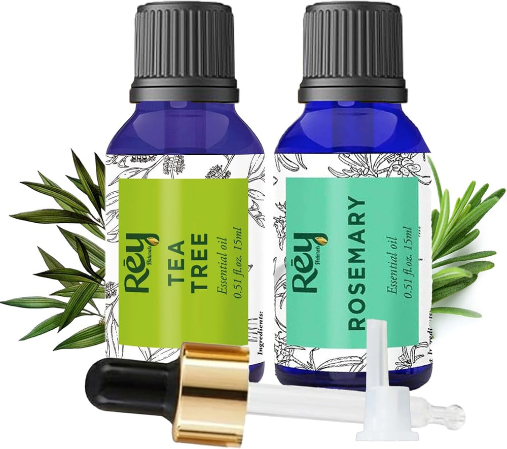 ReyNaturals Tea Tree & Rosemary Essential Oils - Natural, Pure - 2 x 15ml