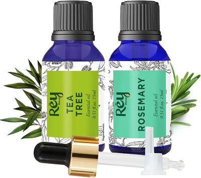 ReyNaturals Tea Tree & Rosemary Essential Oils - Natural, Pure - 2 x 15ml