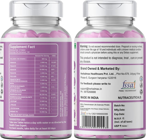 Herbal Max Collagen Beauty Supplements - 60 Tablets, 800mg - Image 7