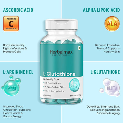 Herbal Max L-Glutathione 100 mg Tablets - Plant-Based Beauty Supplement - 60 Count - Image 4