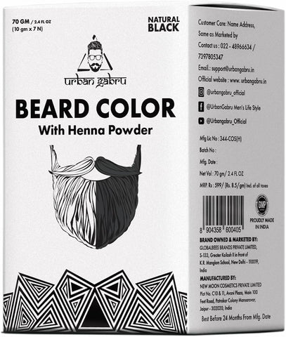 Urban Gabru Beard Colour - Black, Henna Enriched, 70g
