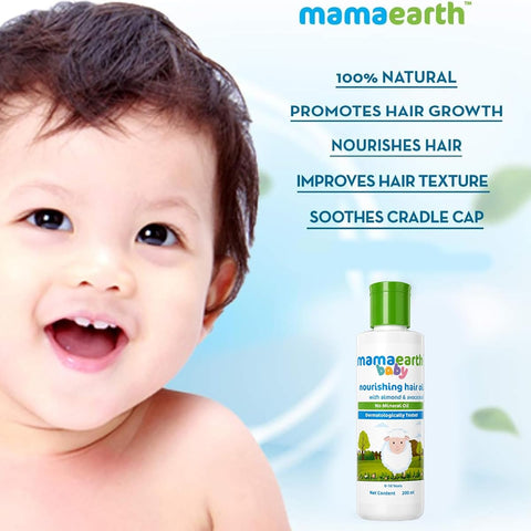 Mamaearth Nourishing Baby Hair Oil - Almond, Avocado & Coconut Blend, 200ml - Image 3
