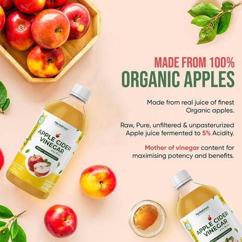 Herbal Max Unfiltered Apple Cider Vinegar - Raw, With The Mother - 450mL - Image 2