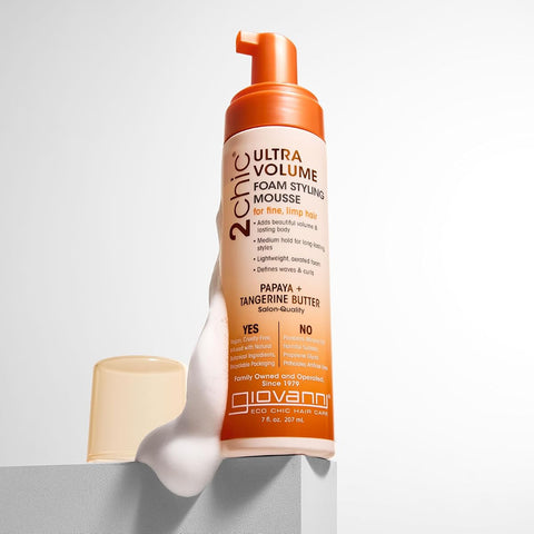 Giovanni 2Chic Ultra Volume Foam Styling Mousse with Papaya & Tangerine – 198g - Image 2