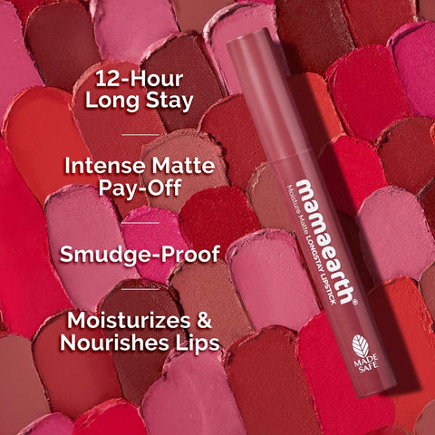 Mamaearth Moisture Matte Longstay Lipstick with Avocado Oil & Vitamin E - Plum Punch, 2g - Image 3