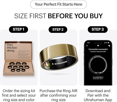 Ultrahuman AIR Smart Ring - Bionic Gold, Size 14, Health Tracker - Image 2