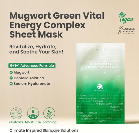 AXIS-Y Mugwort Green Vital Energy Complex Sheet Mask - 27ml - Image 2
