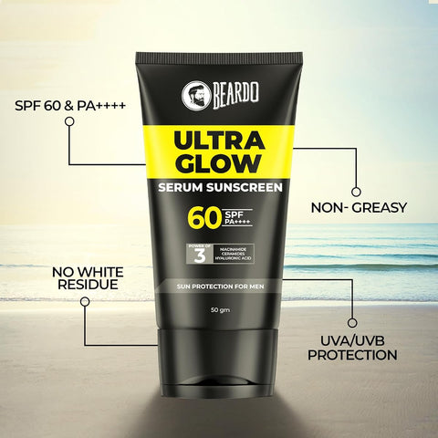 Beardo Ultra Glow Serum Sunscreen SPF 60+ with Niacinamide, Ceramides & Hyaluronic Acid - 50g - Image 5