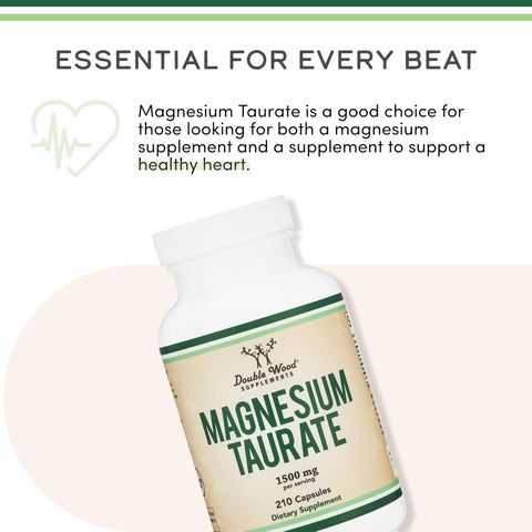 Double Wood Magnesium Taurate Capsules - Vegan, 1500mg, 210 Count - Image 5