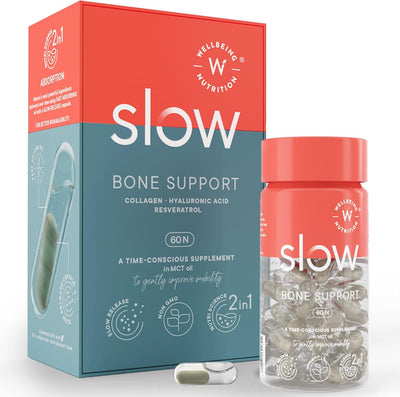 Wellbeing Nutrition Slow Bone & Joint Support Capsules - Type II Collagen & Hyaluronic Acid - 60 Count