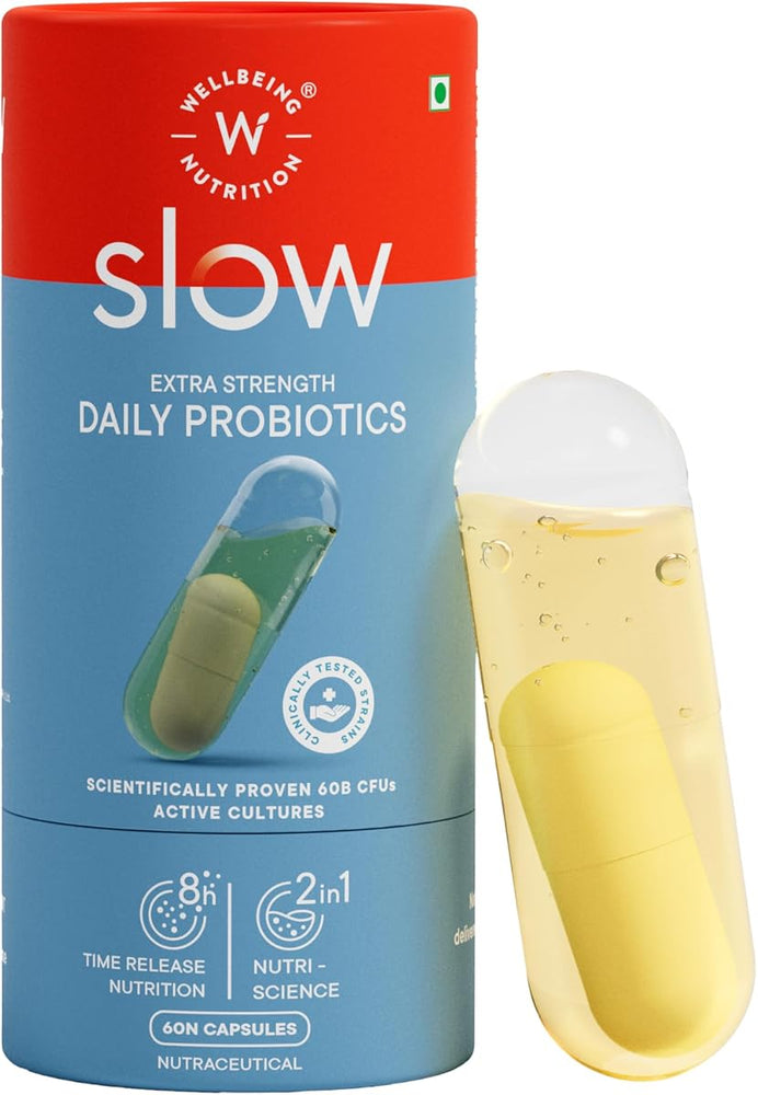 Wellbeing Nutrition Slow Virgin Omega 3 Capsules - Vegan, 20 Billion CFU Probiotics - 60 Capsules