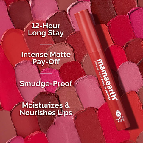 Mamaearth Moisture Matte Lipstick - Raspberry Scarlet, Avocado Oil & Vitamin E, 2g - Image 3