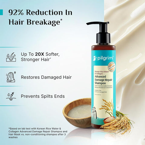 Pilgrim Korean Rice Water & Collagen Damage Repair Shampoo - 200ml - Image 3