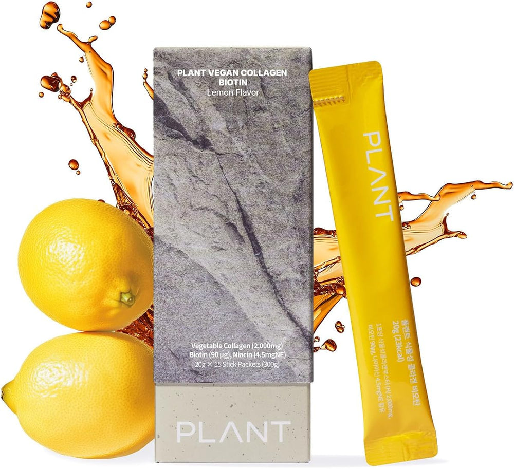 PLANT Vegan Liquid Collagen + Biotin - Lemon Flavour, 15 Sachets