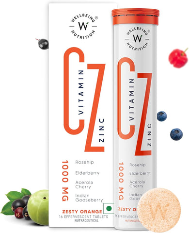 Wellbeing Nutrition Vitamin C + Zinc Effervescent Tablets - Natural Immunity Booster, 1000mg, Pack of 2 - Image 7