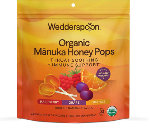 Wedderspoon Organic Manuka Honey Pops for Kids - Variety Pack, 24 Count