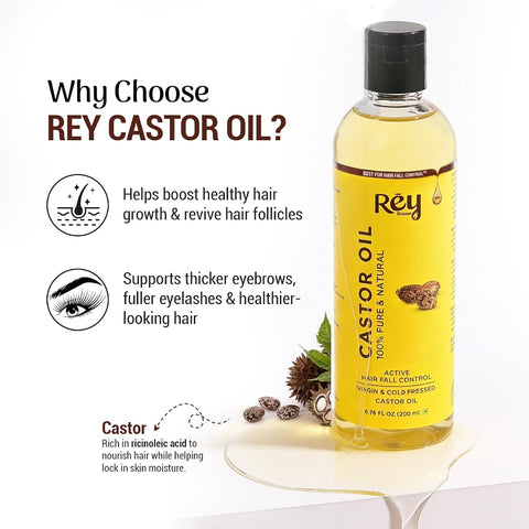 ReyNaturals Cold Pressed Castor Oil for Hair & Skin - 200ml - Image 6