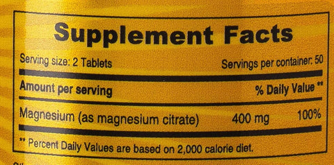 Sunshine Nutrition Magnesium Citrate Tablets with Vitamin B6 - 100 Count - Image 3