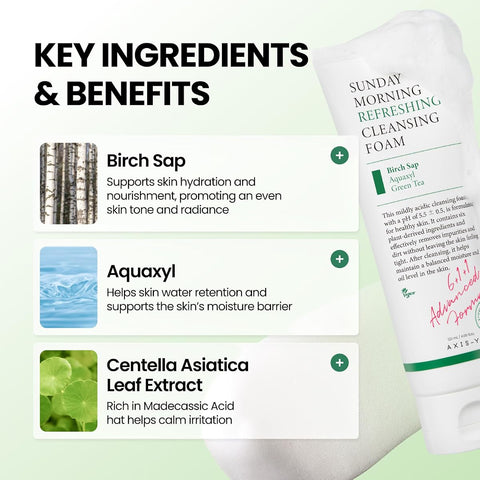 AXIS-Y Sunday Morning Refreshing Cleansing Foam - pH 5.5 Deep Cleanser, 120ml - Image 3