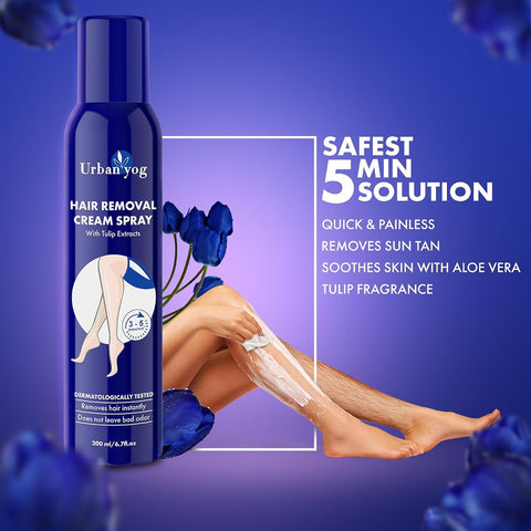 UrbanYog Hair Removal Cream Spray with Aloe Vera & Tulip Extract - 200ml - Image 7