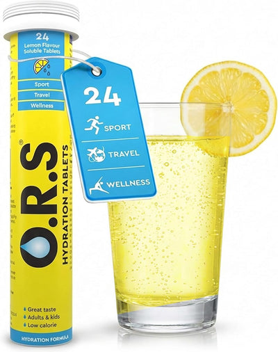 ORS Lemon Electrolyte Hydration Tablets - Vegan, Gluten-Free, 24 Pack