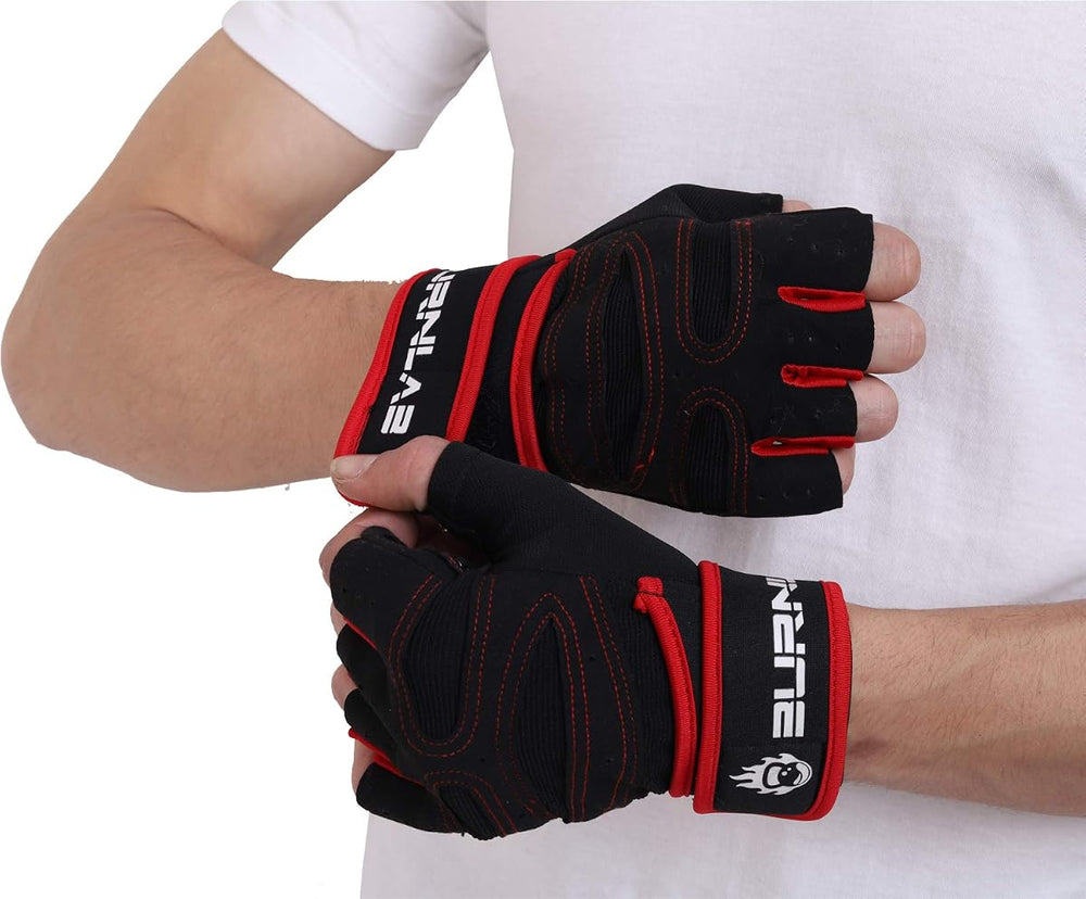 Burnlab Gym Gloves with Wrist Support - Red Medium Size