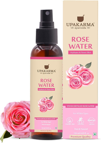 Upakarma Ayurveda Rose Water Spray - Natural Gulab Jal Moisturiser, 120ml