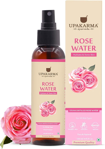 Upakarma Ayurveda Rose Water Spray - Natural Gulab Jal Moisturiser, 120ml