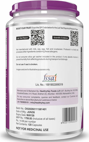 HealthyHey Betaine Trimethylglycine (TMG) - 120 Vegetable Capsules - Image 6