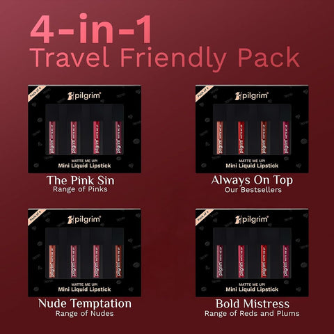 Pilgrim Matte Mini Liquid Lipstick Pack - Hydrating, Smudgeproof, 4 ml - Image 6