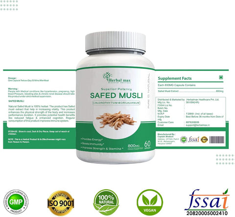 Herbal Max Shilajit Gold & Safed Musli Capsules - 800 mg, 90 Count - Image 6